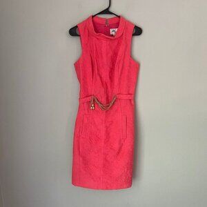 Milly of New York Hot Pink Floral Belted Sheath Dress SZ 6